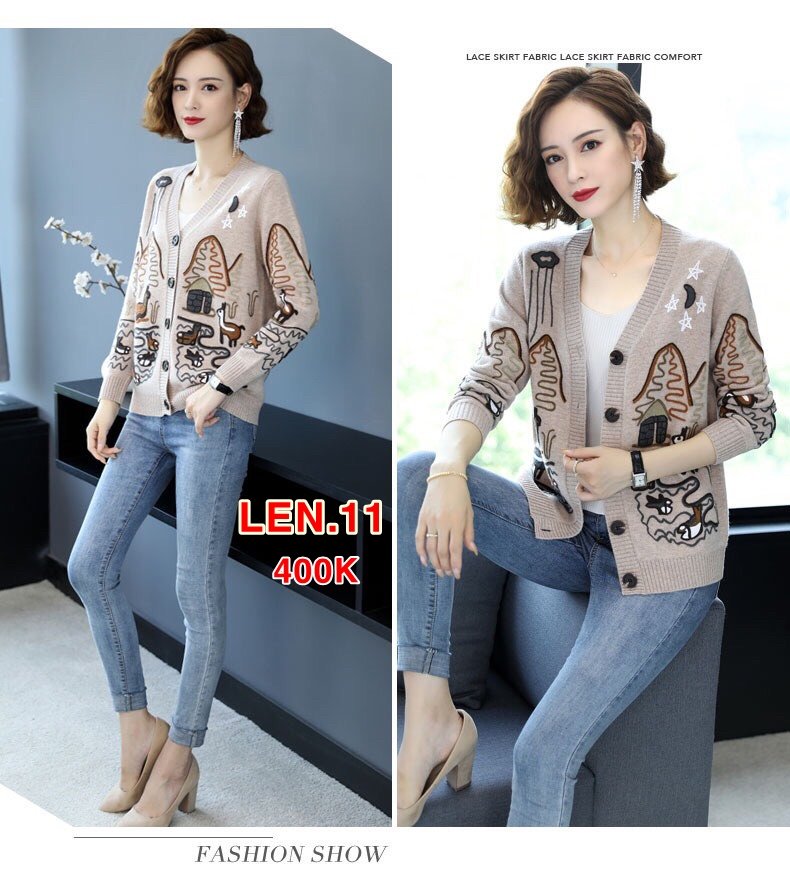 Áo Khoát Len Họa Tiết - LEN.11